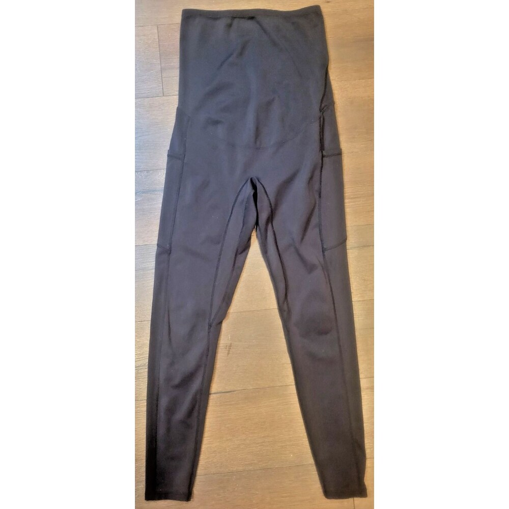 Poshdivah - Maternity Leggings with Side Pockets Size Small Black Stretch Pants